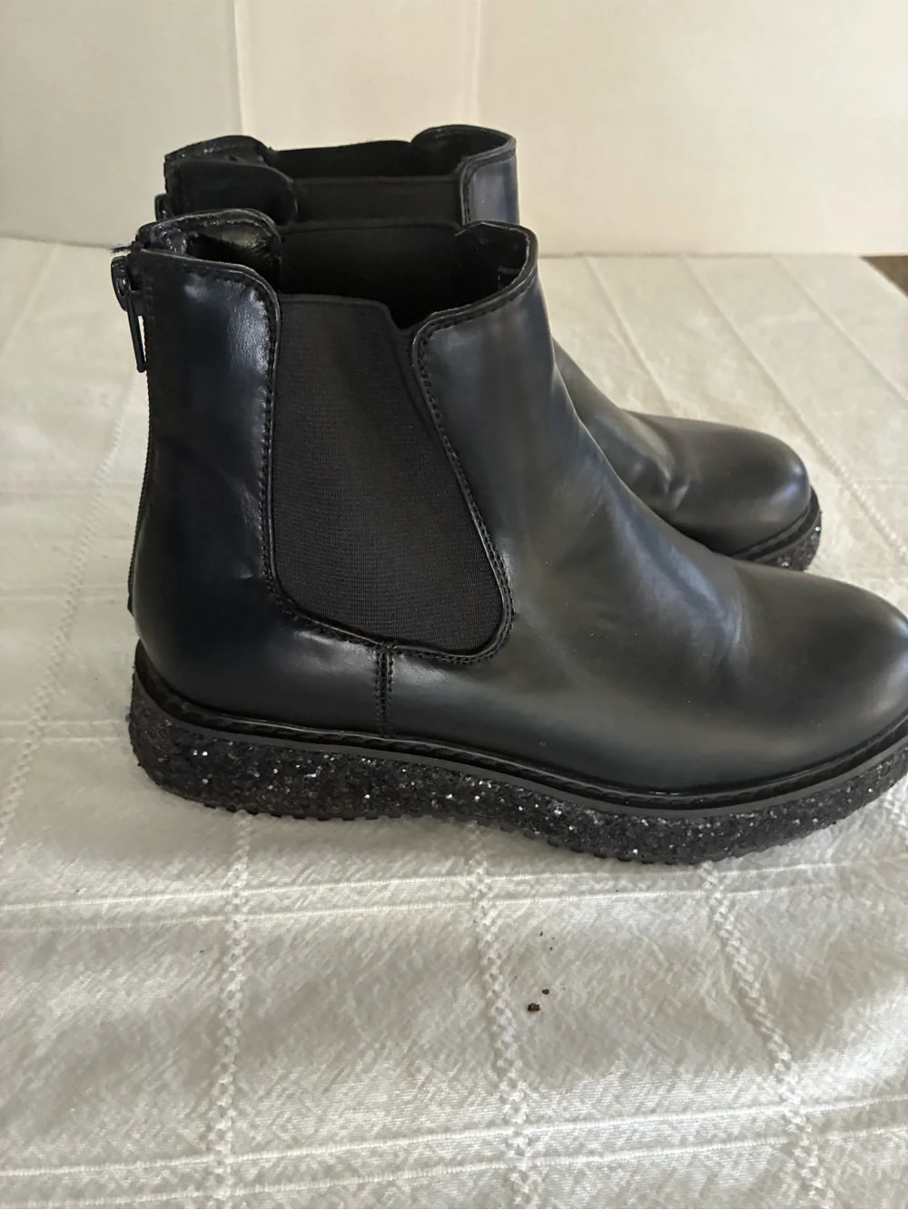 Steve Madden Kids' JHarper Glitter black platform Combat Boot Size 4